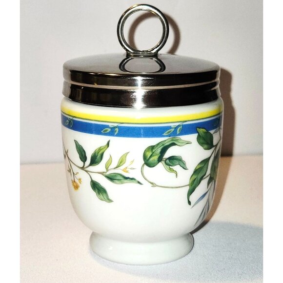 Rare Royal Worcester Egg Coddler With Floral Design & Stainless Steel Lid - Picture 3 of 7